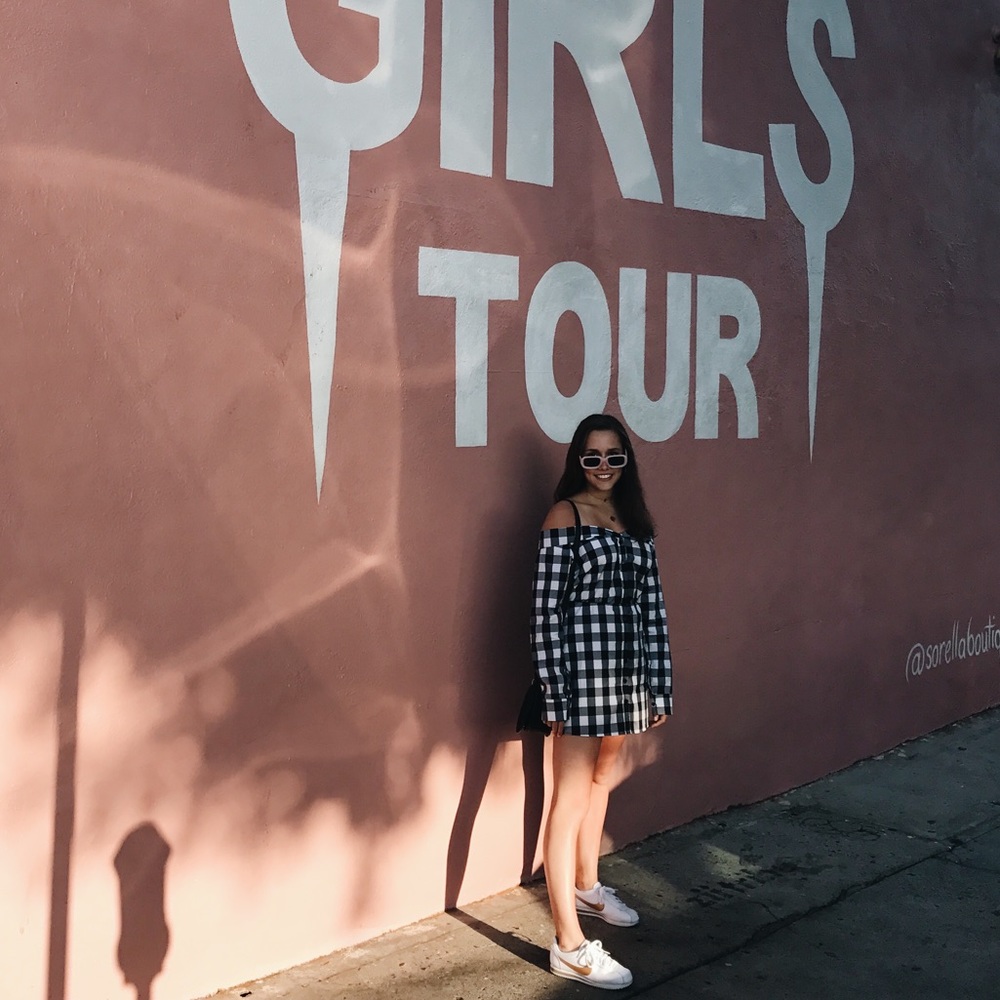 Reformation Off-the-shoulder Checkered Dress